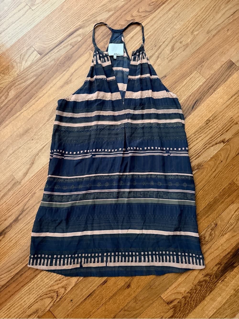 💯 Silk 3.1 Phillip Lim Navy and Blush Striped Racerback Mini Dress